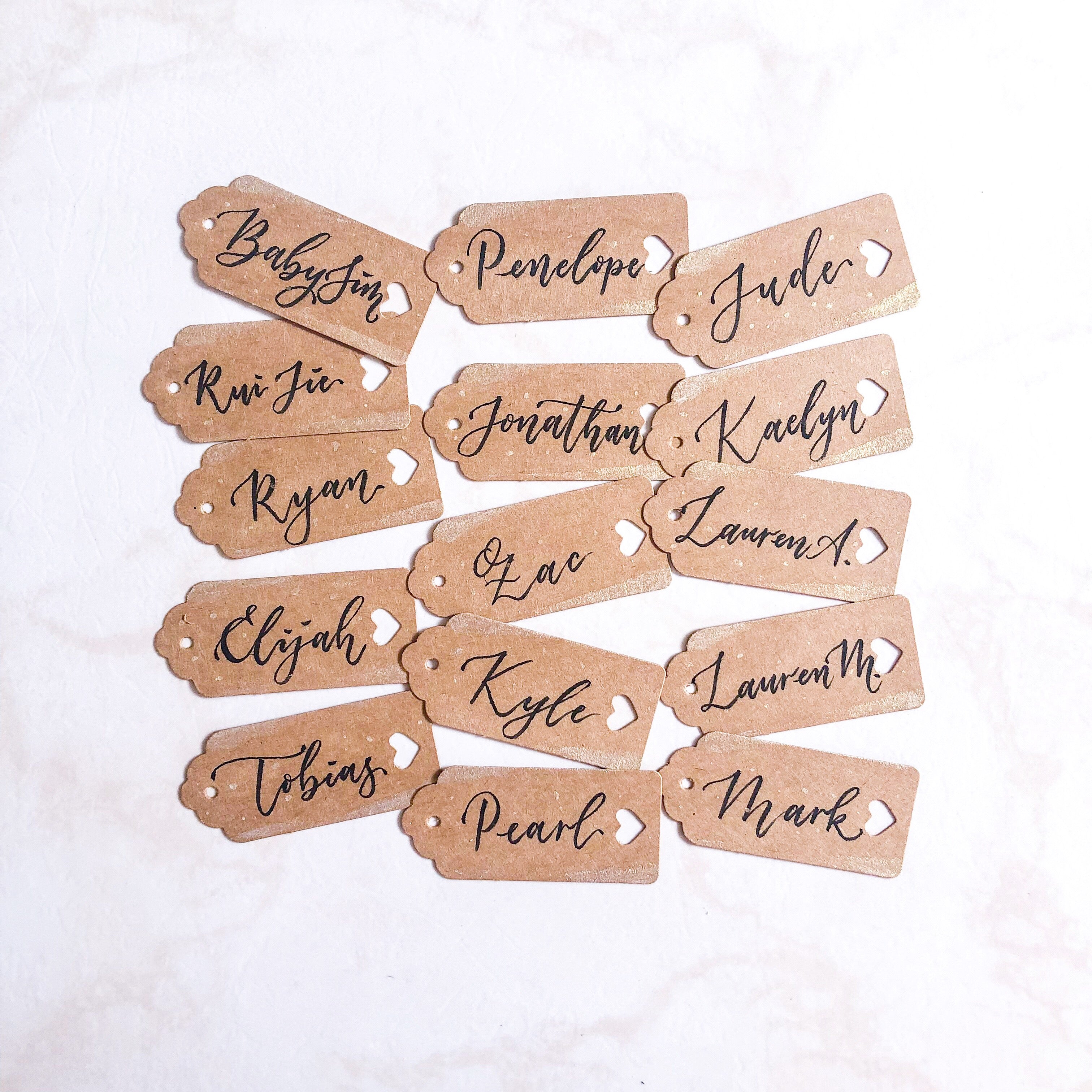 Custom Personalised Hand lettered/calligraphy Kraft Brown Gift Tags