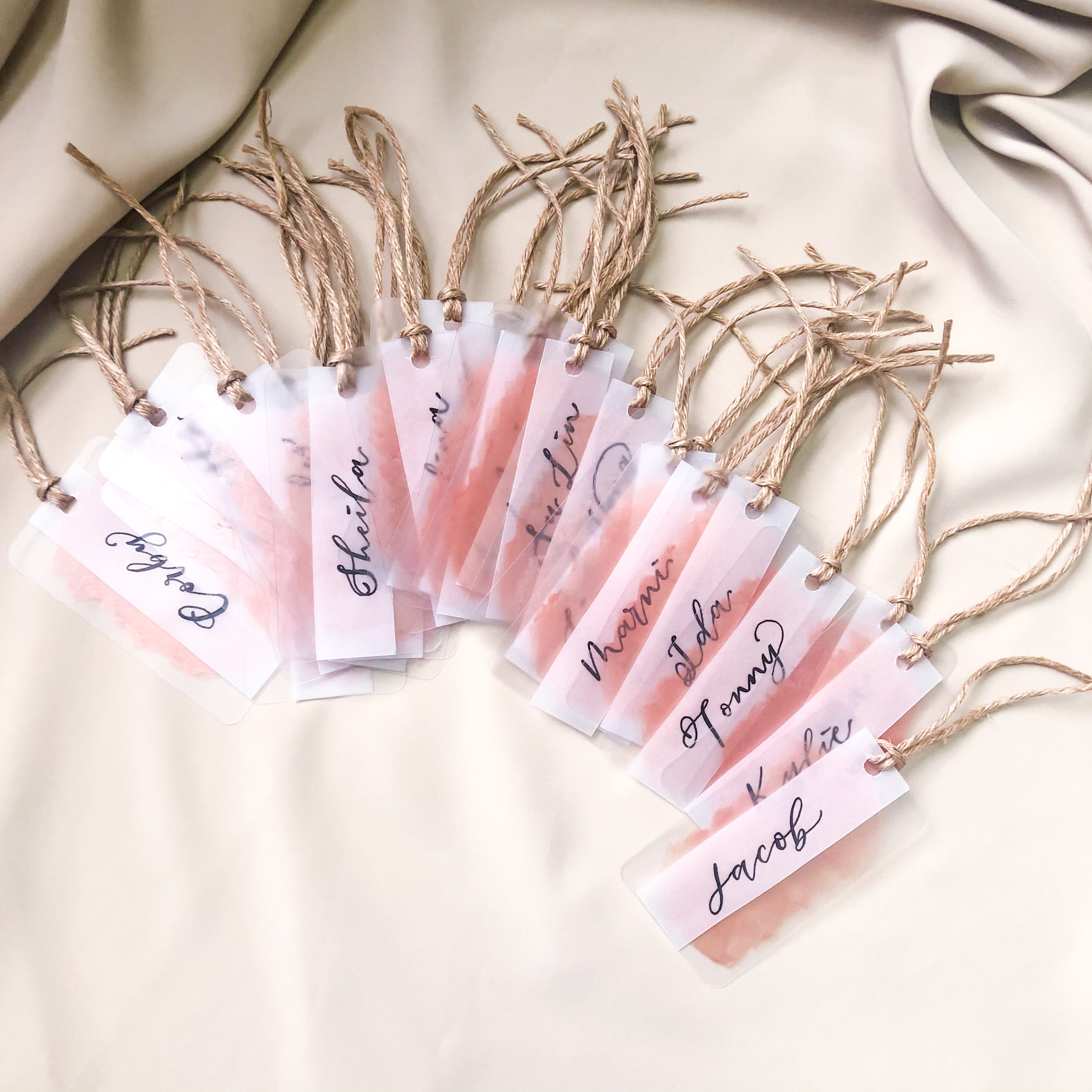 Custom Personalised Hand lettered/calligraphy Matte Plastic Gift Tags with Name Slips