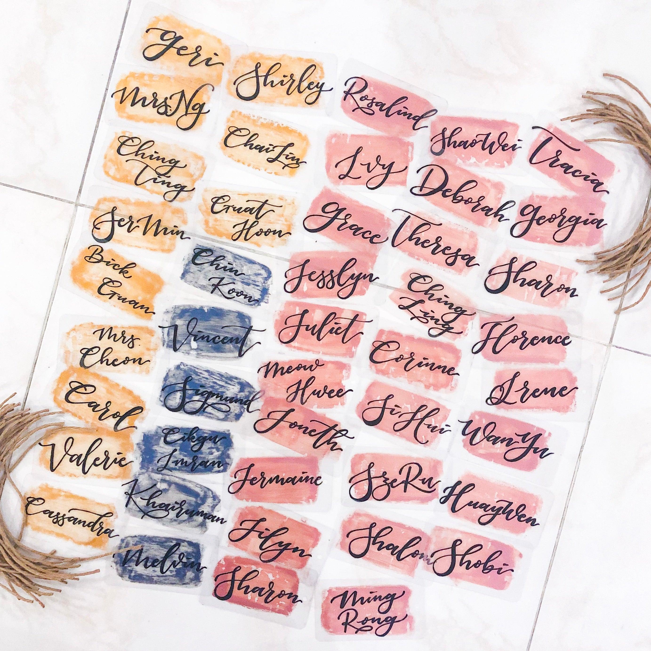 Custom Personalised Hand lettered/calligraphy Matte Plastic Gift Tags