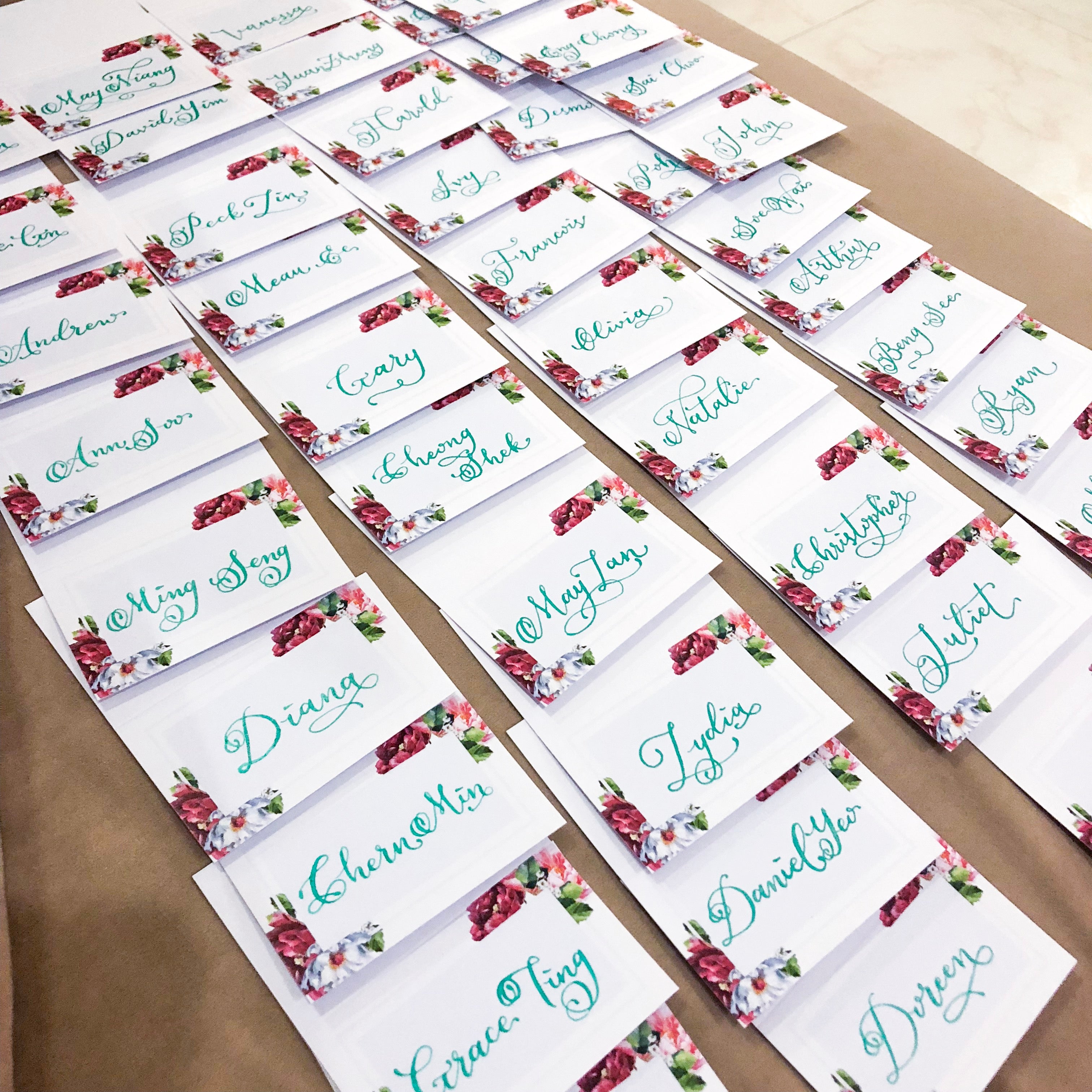 Custom Hand-lettered Wedding Place Cards (Blank card stock)
