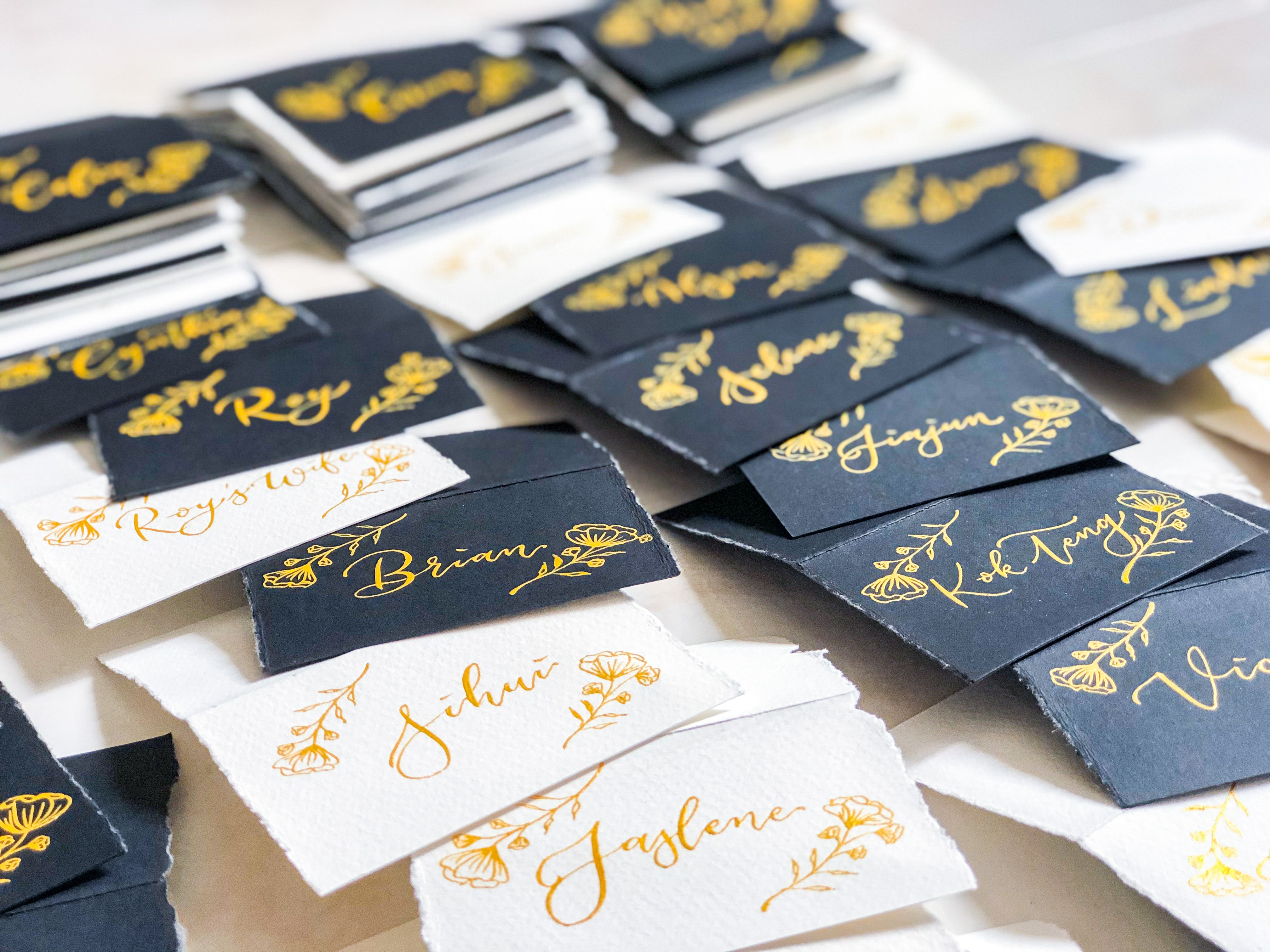 Custom Hand-lettered Wedding Place Cards (Blank card stock)